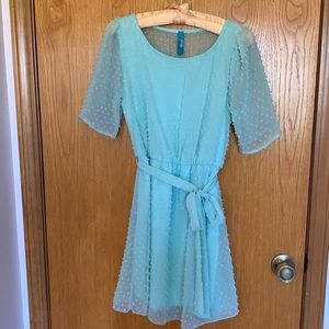 Francesca's teal/turquoise semi-sheer party dress